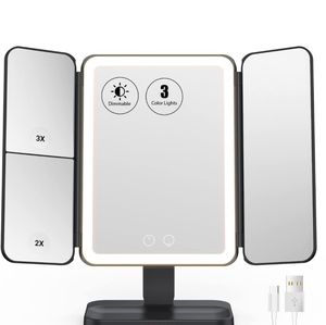 Lighted makeup mirror